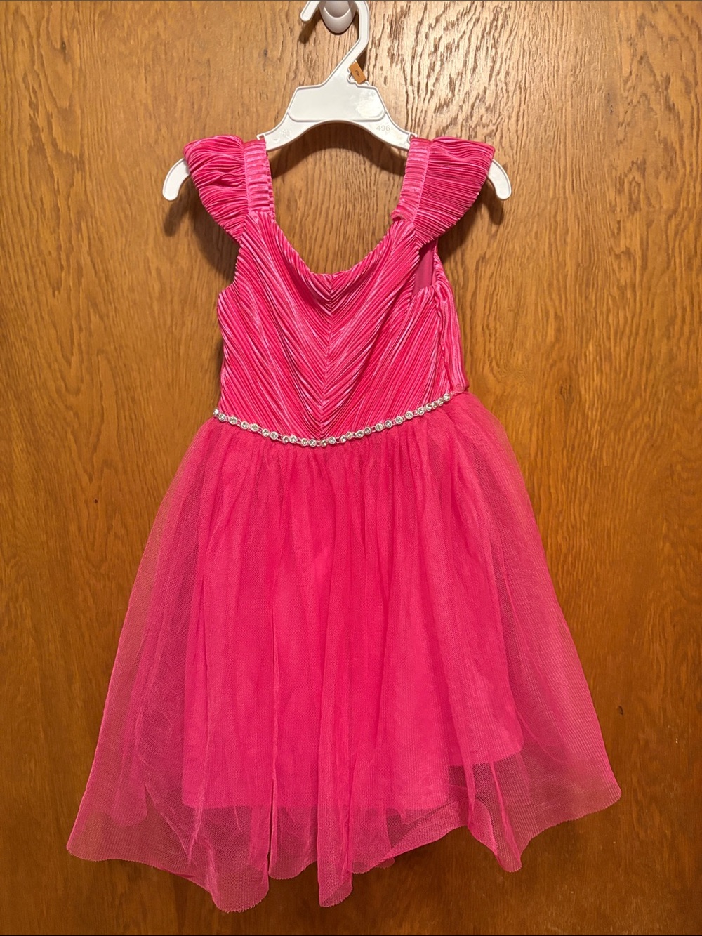Girls' Bright Pink Tulle Party Dress with Sparkle Waist size 5